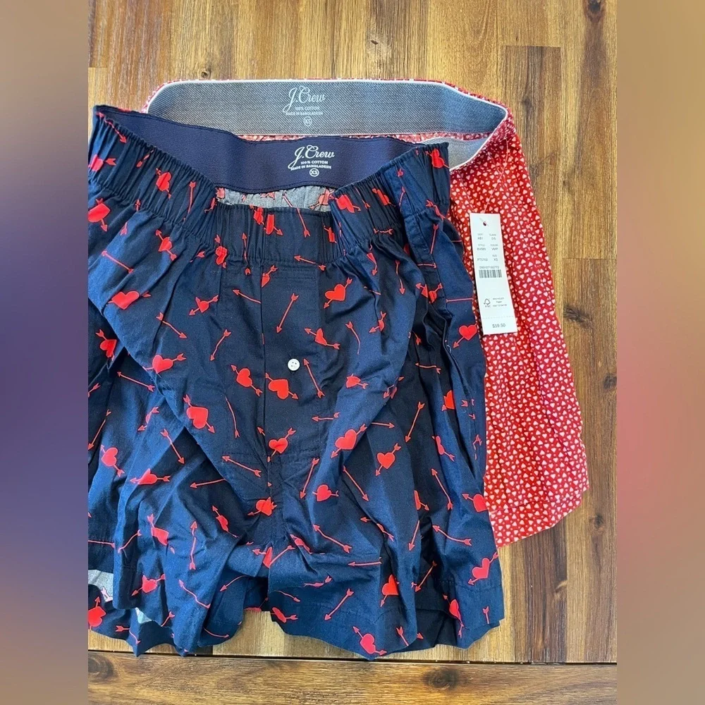 J.crew Printed boxers multipack hearts red navy XS (26-28 waist) 2 pairs
